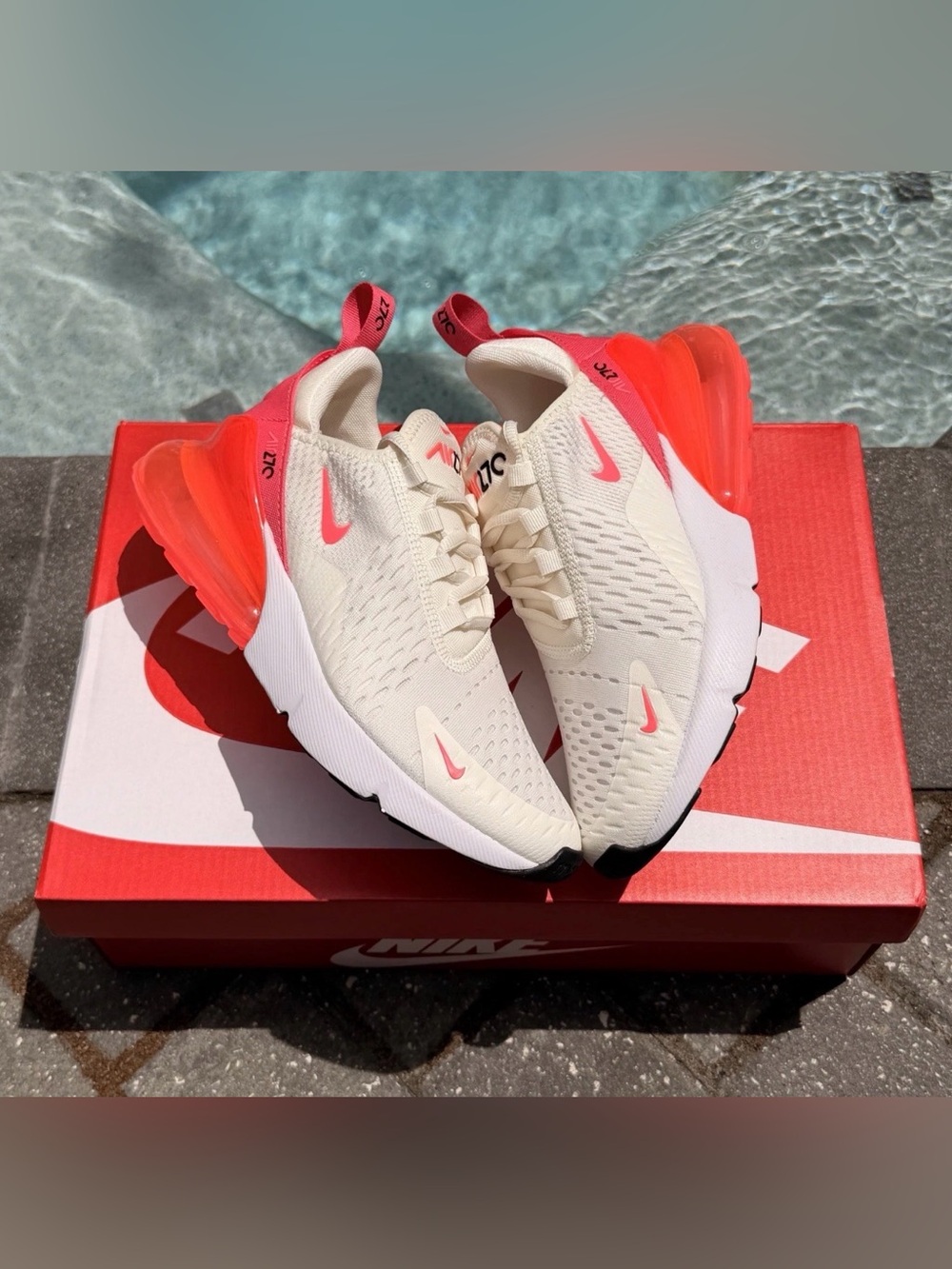 WOMENS SIZE 6 NIKE AIR MAX 270 SAIL WHITE HOT PUNCH PINK SHOES AH6789-122 NEW